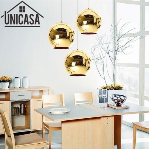 Gold Glass Shade Antique Pendant Lights Modern Kitchen Island lamps Office Bar Shop Lighting Fixtures Vintage Ceiling Lamp