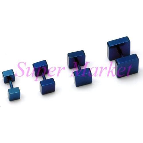 Popular Blue Earring Stud Piercing Mixed Size Barbell Cool 50pcs/lot Vacuum Plating Titanium Punk Style Jewelry