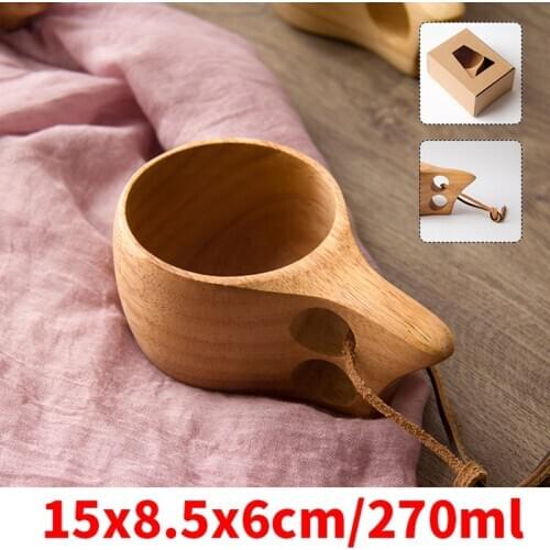Nordic Portable Coffee Mug Rubber Wooden Tea Milk Cups Water Drinking Mugs Lapland Kuksa Handmade Juice Lemon Teacup