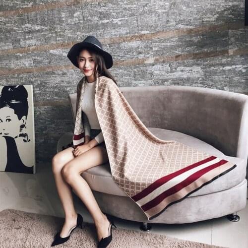 Thick Cashmere Warm Scarf Womens Autumn and Winter Color Matching Lace Korean Long Rabbit Hair Ball with Double Sided Shawl