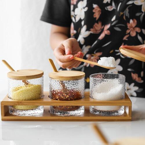 Nordic Design Glass Storage Jar Clear Glass Spice Jar Container Set Pepper And Salt Shakers Creative Jar Restaurant Household