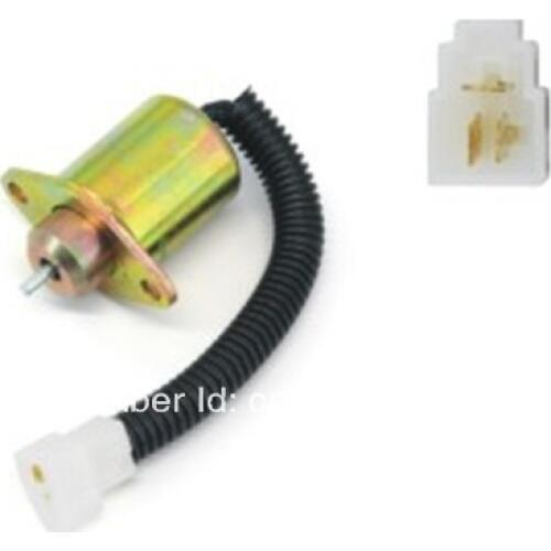Stop Start Shut Off Solenoid 3 wires for KUBOTA 05 seires OE: 16616-60010,16616-60015,16616-60013,17594-60014