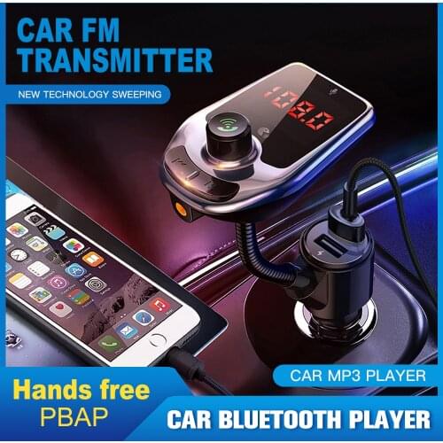 Universal FM Transmitter Bluetooth 5.0 Handsfree Car Kit Audio MP3 Player Quick Charging Dual USB Car Charger Support TF U-Disk