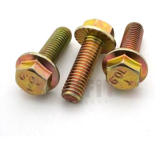 2pcs M12 color zinc carbon steel toothed hex flange head screws Hexagon machine screw lamp fitting bolts 20-70mm length