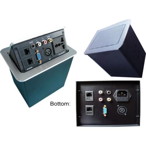 XLR With universal power phone tel cat5 VGA XLR RCA control bottom for Multimedia conference AV system table socket outlet