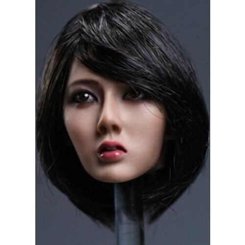 YMTOYS 1/6 Asia Female Head Sculpt Short Black Hair Beauty Girl Head Model Fit 12" Female Figure Body Model