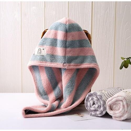 Women Stripe Towels Microfiber Adult Bathroom Bath Towel Hair Towel Household De Douche Turban for Drying Hair