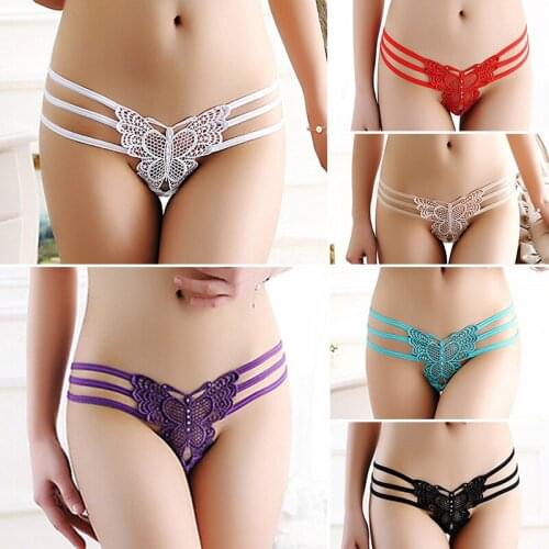 Women Sexy Lace Butterfly Bandage Underwear Thong Massage Pearl Sex Underwear Female Sexy Transparent G-String Briefs Panties