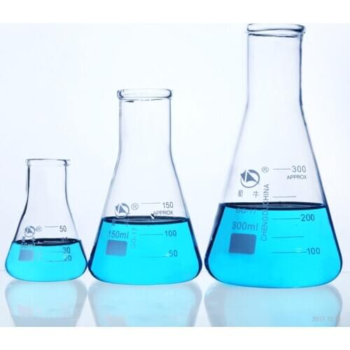 1pc Big mouth High quality triangle glass flask conical flask Erlenmeyer Flask labratory equipment free shiping