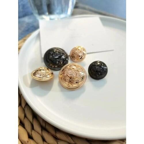 10pcs golden gold metal buttons garment coat sewing accessories buttons for clothing crafts Black point oil button