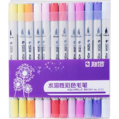 12colors set Coloring Brush Pen 0.4mm Fineliner Micron Needle Tip Soluble Watercolor Ink Art supplies Marker Pen markers manga