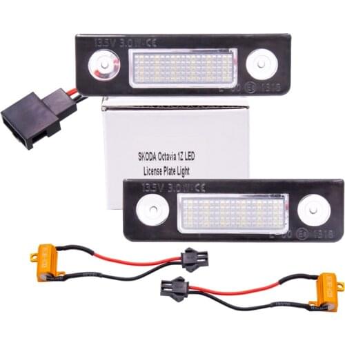 2pcs Canbus LED License Plate Light For Skoda Octavia 2 1Z 2008~ Roomster 5J 2006-2010 Number Lamps