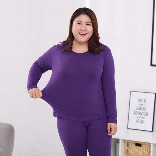 2019 ladies long-sleeved close-fitting thermal underwear women oversized elastic fat mm warm clothing suit maternity set clothes