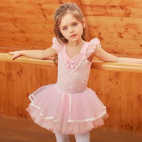 2020 Lace Ballet Leotard For Girls Ballet Dance Dress Kids Dance Wear Fairy Tutu Dance Dance Costume Gymnastics Bodysuit JL1338