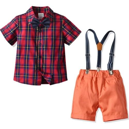 2021 New Child Boy Wedding Suit t-Shirt+Overalls 2pcs Children Fantasy Wedding Party Dress Baby Boys Sets Clothes 0-6 Years Old