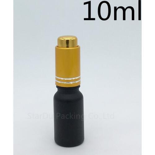 480pcs 10ml black frosted glass essential oil bottle with gold cap dropper 10cc glass perfume bottles
