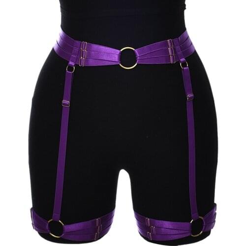 Pastel Goth Body Harness Garter Leg Ring Harajuku Rave Body Cage Halloween Wear Women Bondage Stocking Harness Garter Belt