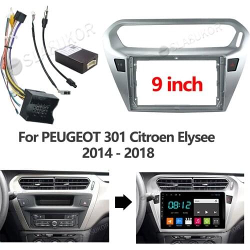 For PEUGEOT 301 Citroen Elysee 2014 2015-2018 Fascias Car DVD Frame Din 9 Inch Player Dashboard Adaptor Refitting Facia Panel