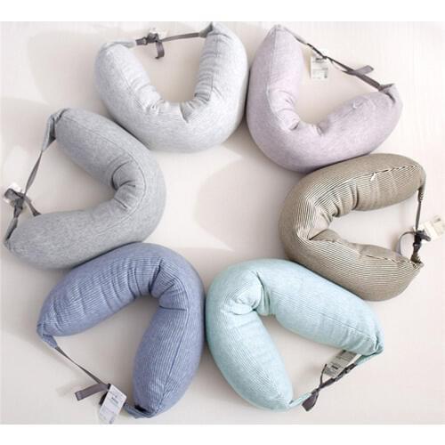 Cotton fabric travel pillow neck pillows sleeping cushion U Shaped cushions invisible zipper head massager car Headrest soft