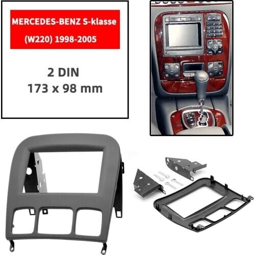 Double Din Radio Fascia for MERCEDES-BENZ S-klasse (W220) 1998-2005 Panel Dash Mount Installation Trim Kit Face Black Frame GPS