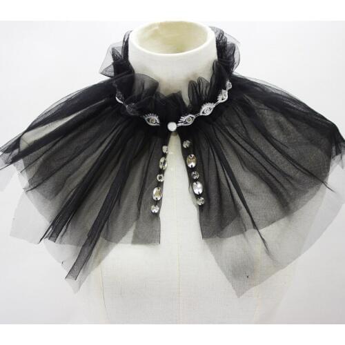 Double Decoration Beads accessories cotton fake Shawl False Collar Multi-layer mesh decor embroidery detachable Wrap Mesh Cloak