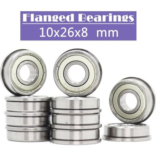 F6000ZZ Flange Bearing 10x26x8mm 10PC Double Shielded Deep Groove Flanged F6000 Z ZZ Ball Bearings F6000-2Z F6000Z