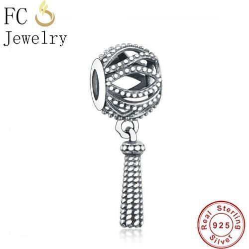 FC Jewelry Fit Original Brand Charm Bracelet 100% 925 Silver Ball Shape Openwork Tassel Bead Dangle Making Berloque New 2019