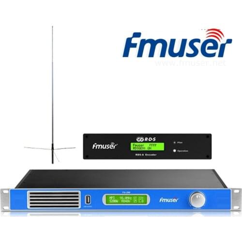 FMUSER FU-200A 1U 200W FM Transmitter with RDS-A Encoder & GP200 Antenna+20m -7 Cable
