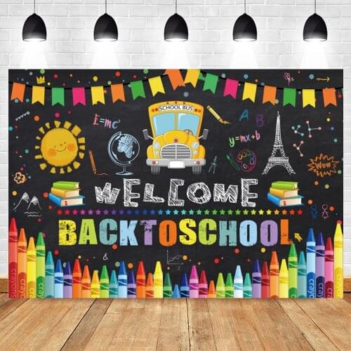 Yeele Back To School Photography Backdrop Props Colorful Banner Bus Party Decor Photocall Background Photo Studio Photographic