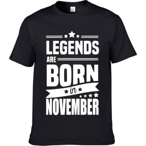 MenS T-shirt Legends Are Born In November Funny Birthday Gift Design MenS 100% Cotton Short Sleeve Tees Tops T Shirts
