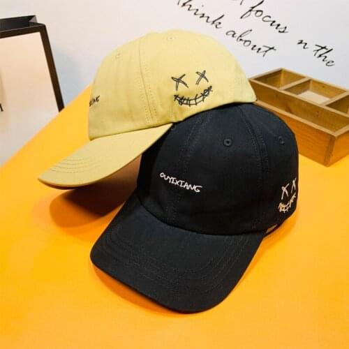 2021 Dad Hat Embroidery Cotton Baseball Cap Sad face Hat Hip Hop Cap Snapback Women Men Letter Embroidery Clown devil Sun hat