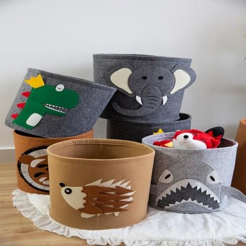 Nordic Style Storage Basket Animal Cartoon Felt Childrens Room Clothes Storage Bucket Foldable Dirt-resistant Toy Storage Baske