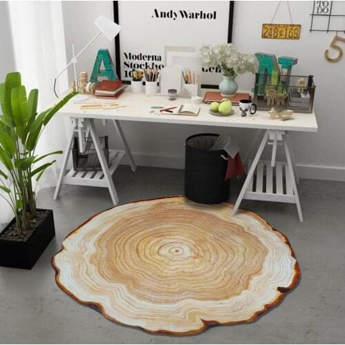 3D Wood Printed Round Carpet Retro Annual Ring Texture Mat Doormat Antislip Plush Living Room Decor Rug Chair Rug Bedroom Decor