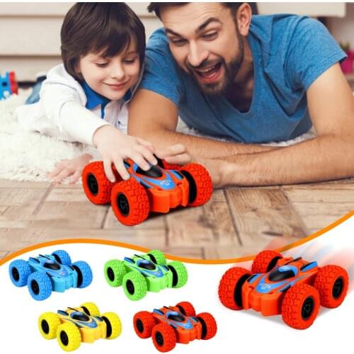 Double-sided Inertial Car 360-degree Rotating Cross-country Stunt Toy Car Trolley Track Slide Car Inertia Pull Back Glider Toy