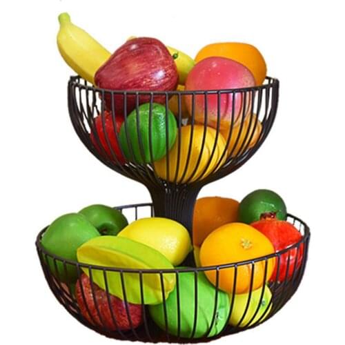 Metal Fruit Basket Vegetable Snack Storage Bowl With Banana Hanger Holder Stand Hook Organizer For Dining Table Kitchen Counter