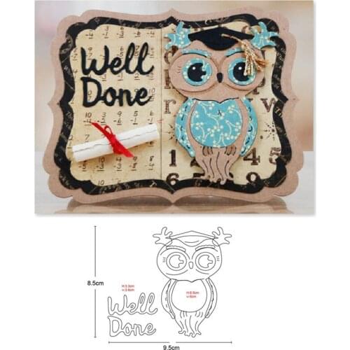 Owl Letter Well Done Metal Cutting Dies Stencils for DIY Scrapbooking dies Paper Card Embossing Dies Cut Handcraft Dies Template