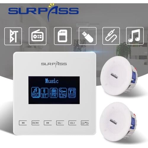 New Home Audio Bluetooth Wall Amplifier Fm 15W HiFi Stereo Sound Ceiling Speaker Waterproof Background Music Kit for Bathroom
