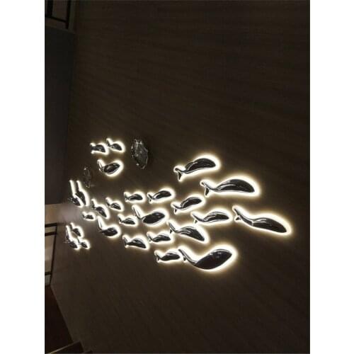 Nordic Creative LED Fish Wall Lamp Living Room Corridor Aisle Staircase Loft Art Decoration Fixture Hotel Restaurant Wall Lights