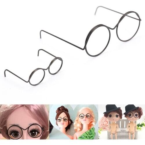 New 2PCS Black Top Selling Round Frame Lensless Retro Cool Doll Glasses For Doll 1/6 30cm Doll Accessories