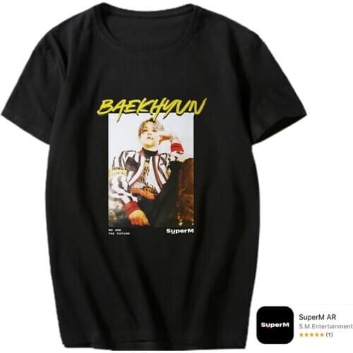 New Kpop SuperM AR T-shirt BAEKHYUN KAI MARK TAEMIN TEN TAEYONG LUCAS O-Neck Short Sleeve T Shirt Kpop Unisex Loose Top Tees