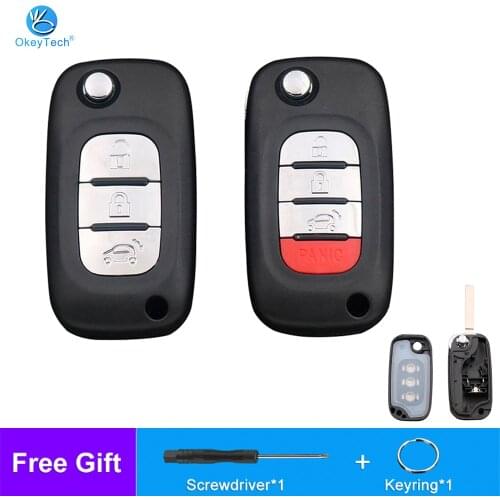 OkeyTech 3/4 Buttons Modified Folding Flip Remote Key Shell Case Cover For Benz Smart Fortwo 453 Forfour 2015 2016 2017 key Fob