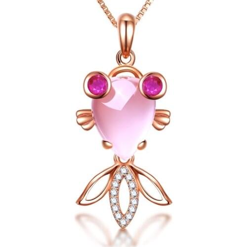 WHOLESALE CRYSTAL SMALL GOLDFISH NECKLACE PENDANT CHARM JEWELLERY FASHION ACCESSORIES HAND-CARVED MAN LUCKY AMULET GIFTS