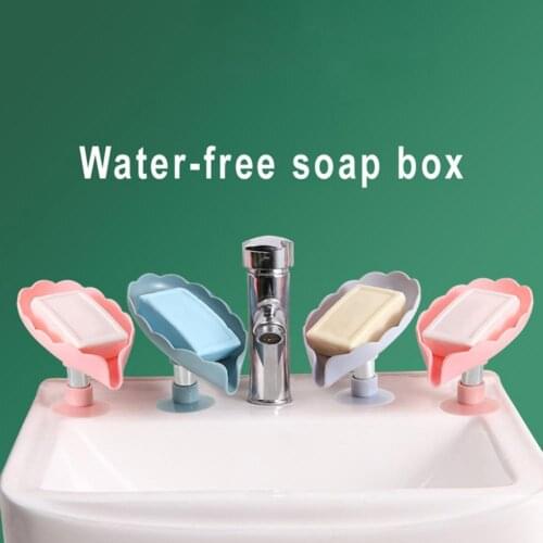 Lotus Leaf Soap Box Self Draining Soap Holder Suction Cup Support Kitchen Sponge Holder Shower Soap Stand Bathroom Accessories