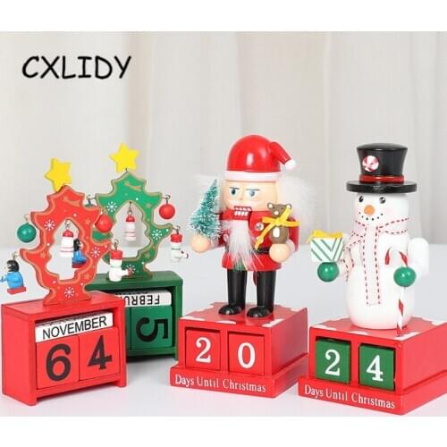 Christmas Countdown Wooden Walnut Soldier Calendar Decoration Office Desktop Decoration Child Christmas Gift aa022