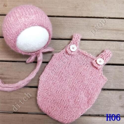 Handcraft Baby hand Knit Mohair Bonnet & pants ,Baby Photography Props. Photography prop