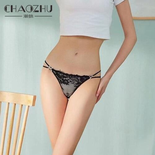 CHAOZHU High Quality Lace Female Sexy Lingerie Double Thin String Thongs Hollow Underwear Low Waist Womens Panties G String