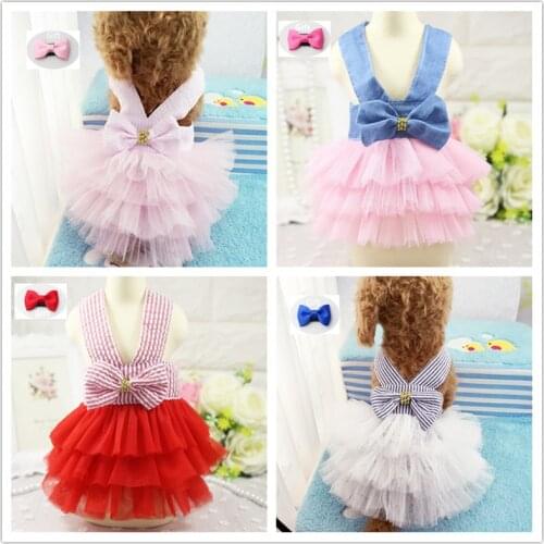Bow Wedding Dress for Dog Pet Spring Fashion Dog Clothes with Small Dogs Pet Clothing for Skirt Puppy Sweety Princess Teddy