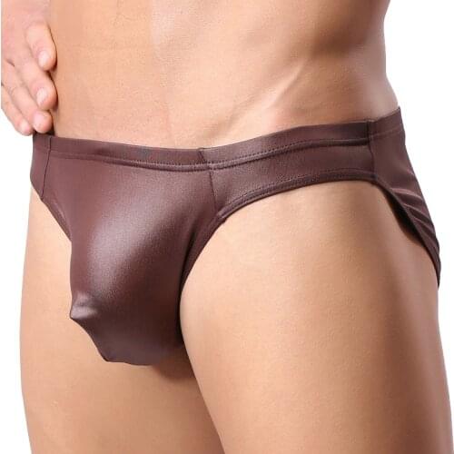 Mens Briefs PU Underwear Men Sexy U-convex Jockstrap Soft Patent leather Male Panties Erotic Gay Underpants Slip Sissy Bikini