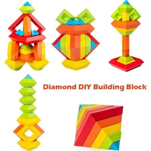 Magic Wooden cube Toys Color Pyramid Stacking Blocks Game Children Toy Creative Fun Build Cognitive Montessori Toys