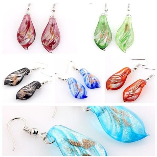 Yingwu De Bijoux 12 Pairs Lot Mix Color Fashion Waterdrop Lampwork Glass Earrings,Fashion Murano Earring &Hook Earring Wholesale
